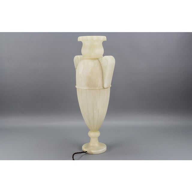 Neoclassical Style Alabaster Amphora-Shaped Table Lamp, 1930s For Sale - Image 14 of 18