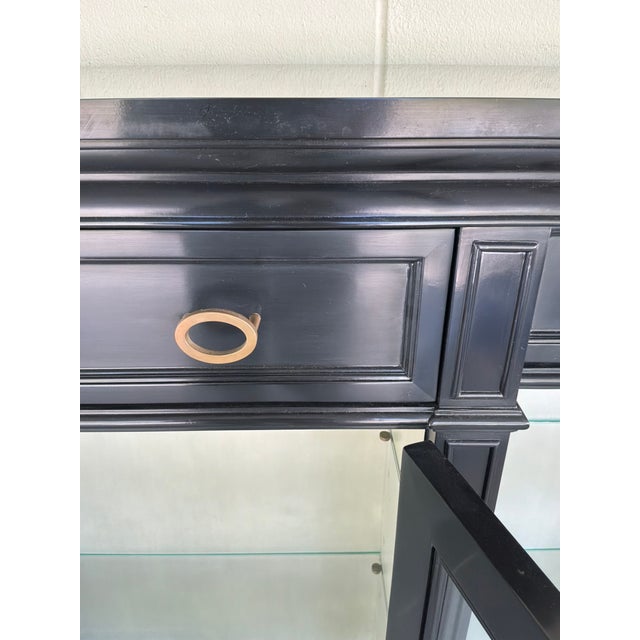 Black Jonathan Charles Transitional Black Breakfront/Display Cabinet For Sale - Image 8 of 10
