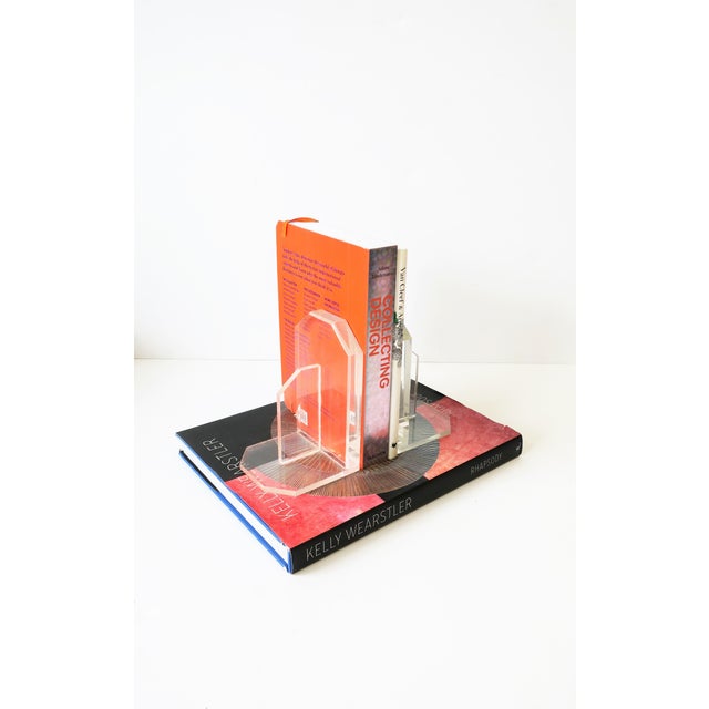 Lucite Acrylic Bookends, Pair, Circa Mid-20th Century For Sale - Image 4 of 7