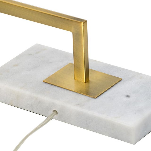 White Marble Base Gold Geometric Table Lamp For Sale - Image 8 of 8