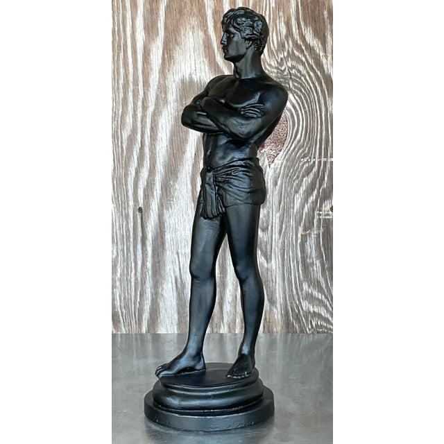 Vintage Boho Plaster Statue of Man For Sale - Image 4 of 11