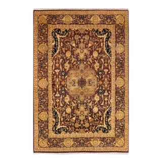 Mogul, One-of-a-Kind Hand-Knotted Area Rug in Red, 6' 2" x 9' 1" For Sale