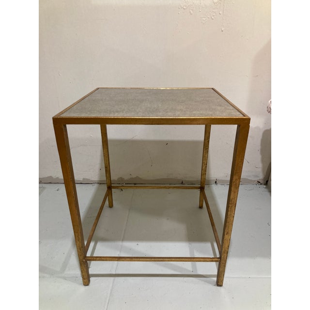 Gold Gilt Finish on Metal Table With Antique Glass Top -2 For Sale - Image 8 of 10