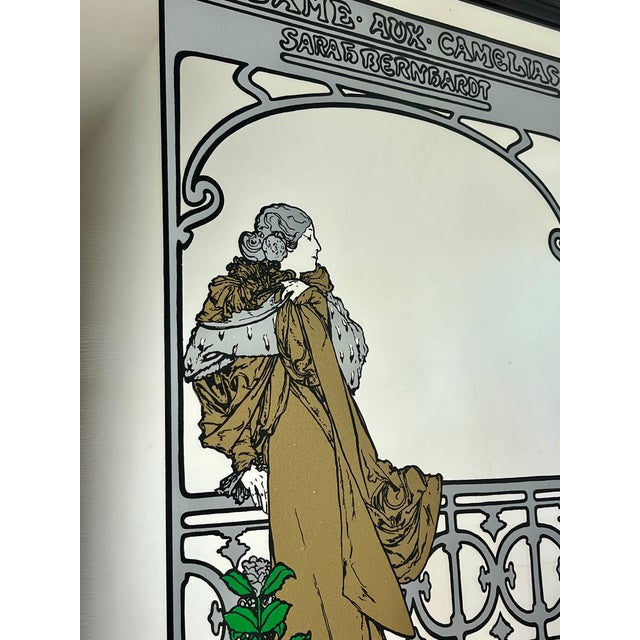 Beige Vintage Art Nouveau Style Mirror with Sarah Bernhardt Motif, 1970s For Sale - Image 8 of 14