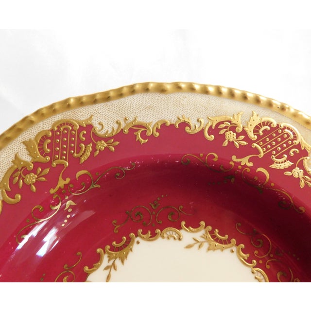 Late 19th Century Late 19th Century Burgundy Coalport Serving Bowl With Raised Gold Trim For Sale - Image 5 of 6