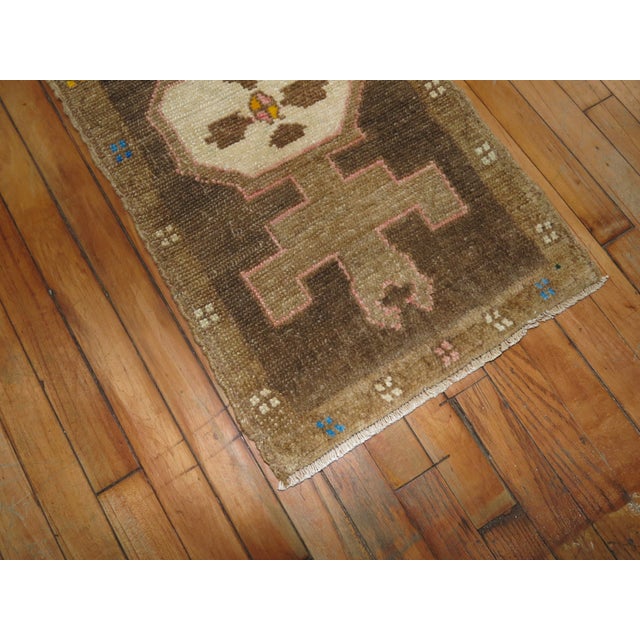 Eclectic Brown Turkish Mat Rug For Sale - Image 4 of 5