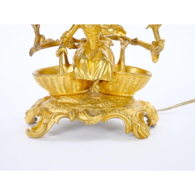 French Pair of Gilt Bronze Louis XVI-Style Three-Light Candelabra Table Lamps For Sale - Image 12 of 15
