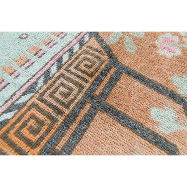 Orange 1920s Antique Pictorial Khotan Samarkand Hand-Knotted Rug - 5′5.5″ × 8′10″ For Sale - Image 8 of 10