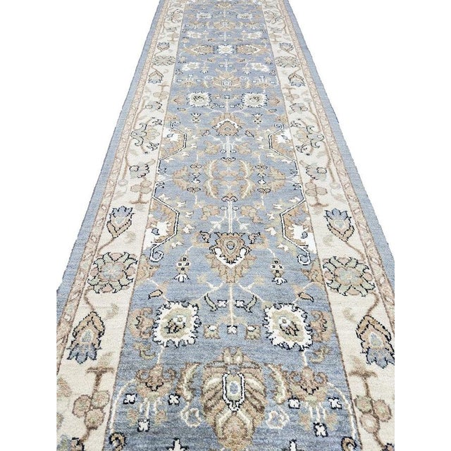 Blue 1990s Handwoven Pakistani Style Runner Rug 3x22 For Sale - Image 8 of 9