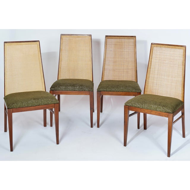 Mid-Century Modern Mid Century Modern Cane Back Dining Chairs in the Style of Milo Baughman for Dillingham Seat of 4 For Sale - Image 3 of 12