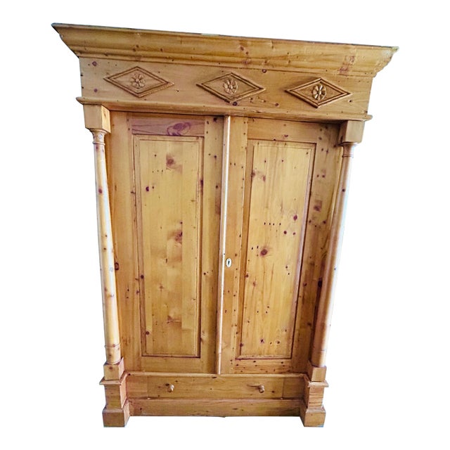 Antique 19th Century Rustic Wormwood Pine Armoire For Sale