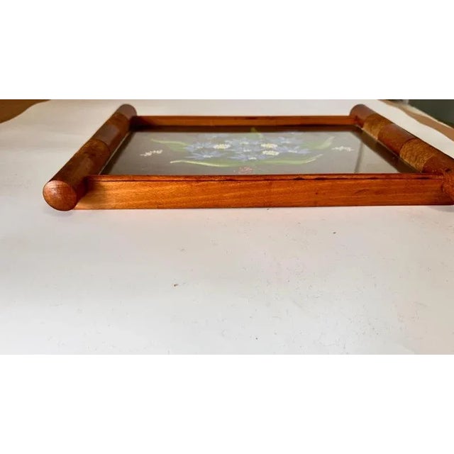 Art Deco Hand Painted Wood Tray Brown Color, France, 1940s For Sale - Image 6 of 11