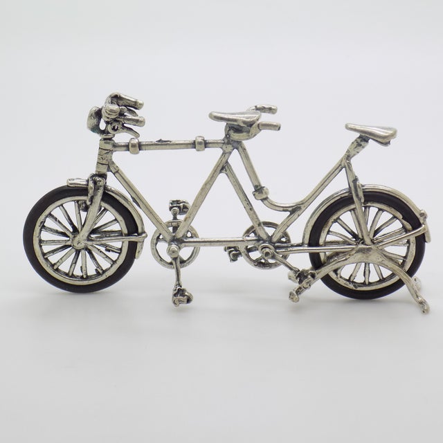 Large Vintage Italian Silver 800 Tandem Bicycle Figurine, 1970s For Sale - Image 14 of 14