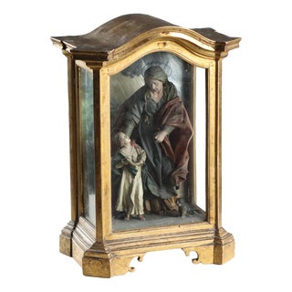 Case with Wax Sculpture of Saint Anne and the Virgin Mary For Sale