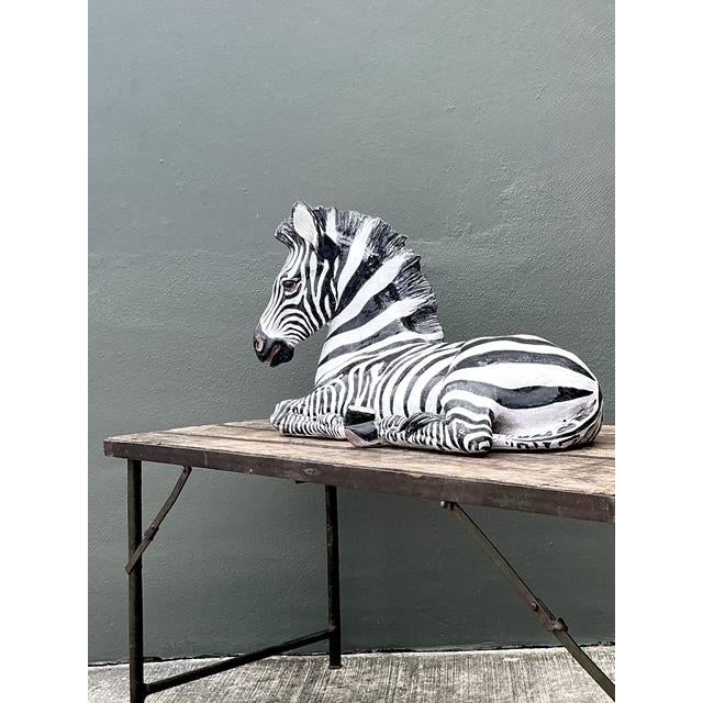 Vintage Italian Monumental Painted Terracotta Zebra For Sale - Image 4 of 12