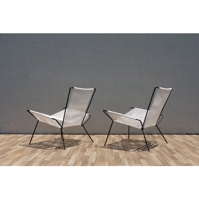 Mid-Century Modern Vintage Pair of Iron and Rope Lounge Chairs | Mid Century Modern Sculptural Accent Chairs For Sale - Image 3 of 18