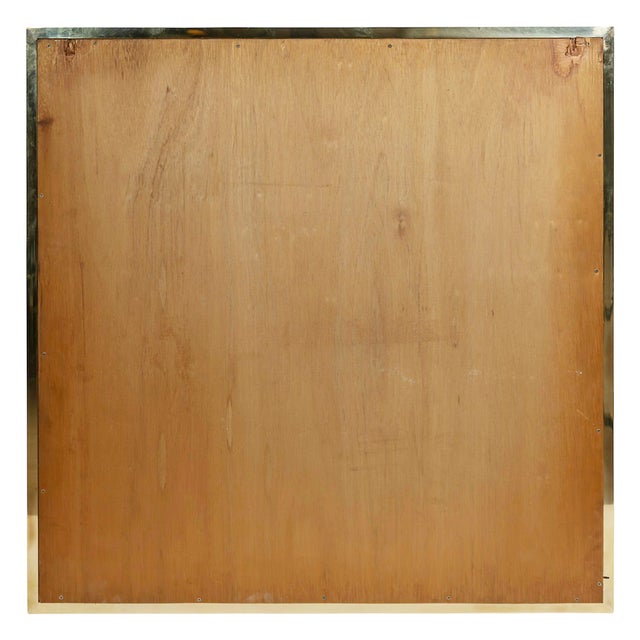 Mid-Century Modern Italian Wall Mirror with Brass Frame in Wood Veneer, 1970 For Sale - Image 6 of 7