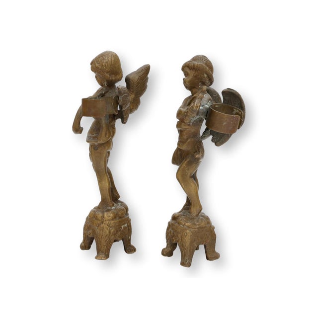 Bronze Cherub Figures Flower/ Candle Holders For Sale In Los Angeles - Image 6 of 6