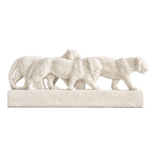ODYV, Ceramic Lionesses Sculpture, 1930, Ceramic and Enamel For Sale