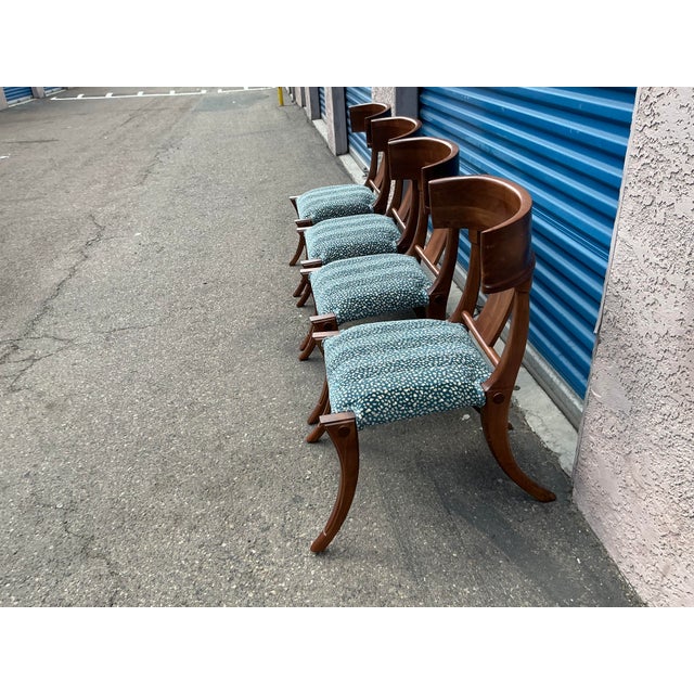Klismos Style Dining Chairs With Upholstered Seats- Set of 4 For Sale In San Diego - Image 6 of 9