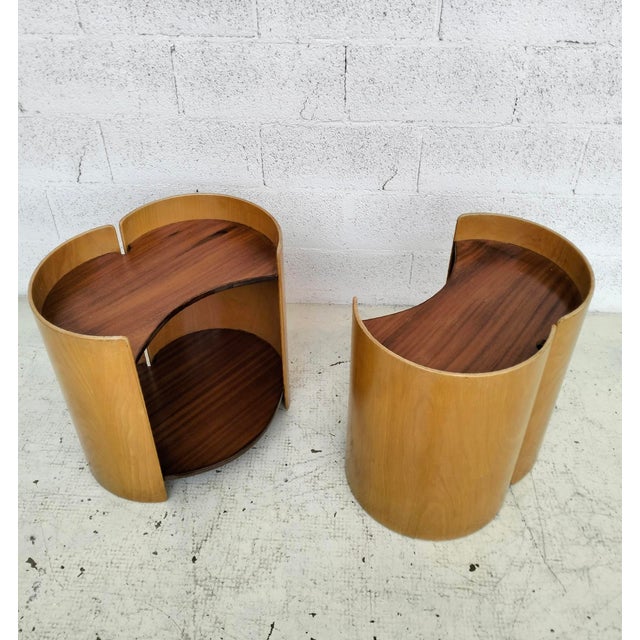Wood Gea Wooden Side Tables attributed to Kazuhide Takahama for Gavina, 1960s,, Set of 2 For Sale - Image 7 of 9