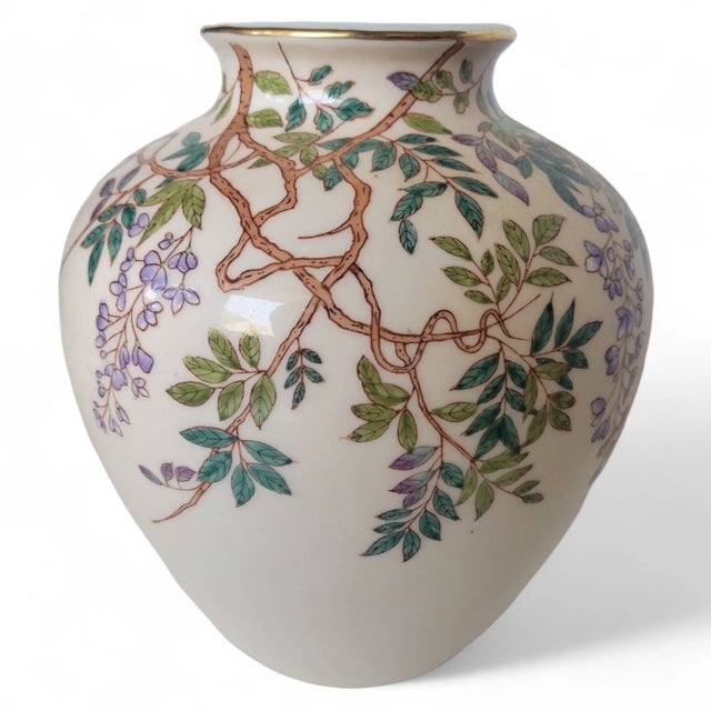 Mid Century Hand Painted Set of Three - Vase and Two Cannisters in the Style of Andrea by Sadek For Sale - Image 11 of 11