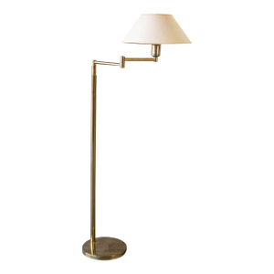 Vintage Walter Von Nessen Attr. Brass Floor Lamp With Swing Arm