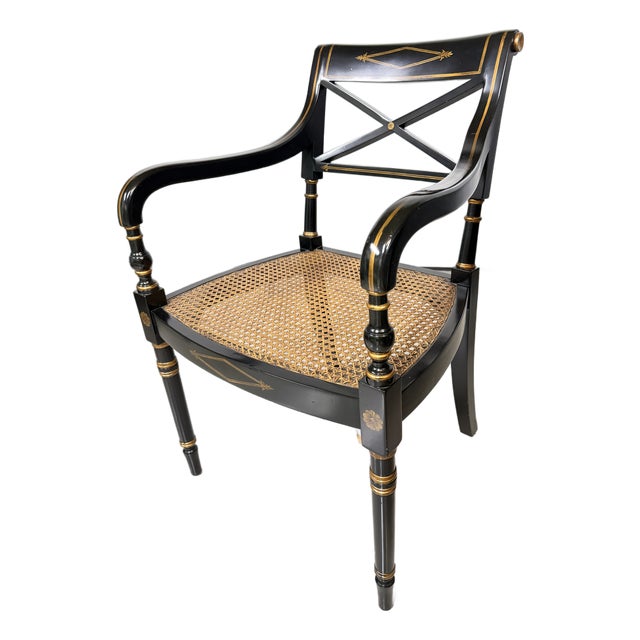 Vintage Neoclassical Lounge Chair (Black & Gold) For Sale