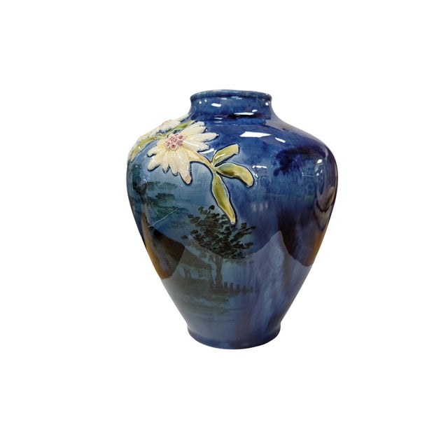 Art Nouveau Edelweiss Relief Pottery Vase, Circa 1890–1915 For Sale - Image 4 of 12