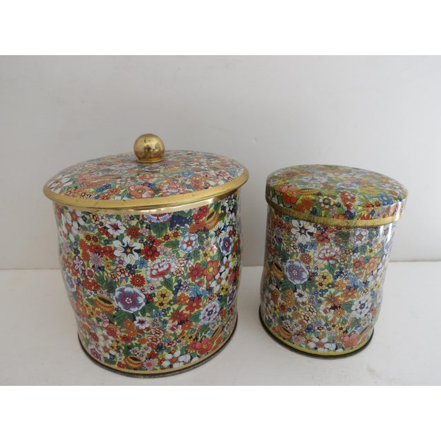 English Floral Chintz Candy Tins A Pair Chairish