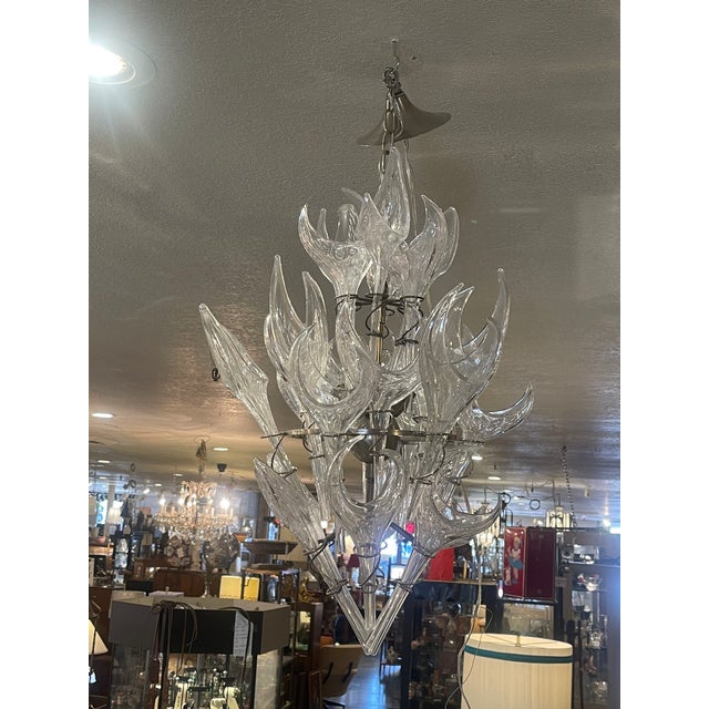 Mid-Century Modern Mid-Century Modern Italian Hand-Blown Murano Glass Chandelier For Sale - Image 3 of 12