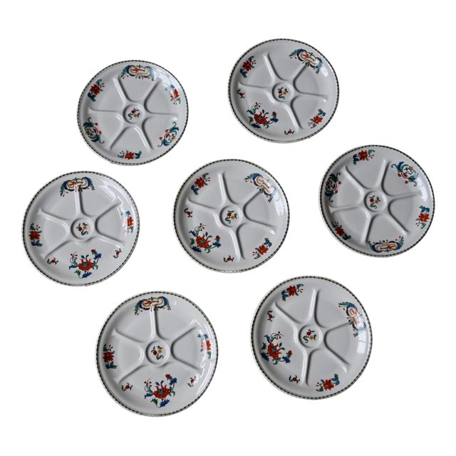 Vintage Fondue Set in Paris Porcelain, 1970s, Set of 7 For Sale