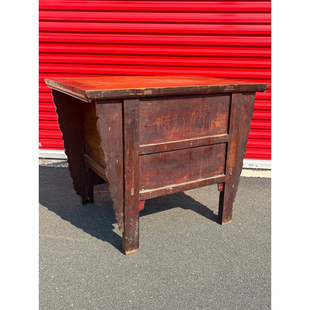 Wood Antique Chinese Carved Altar Coffer Cabinet For Sale - Image 7 of 11