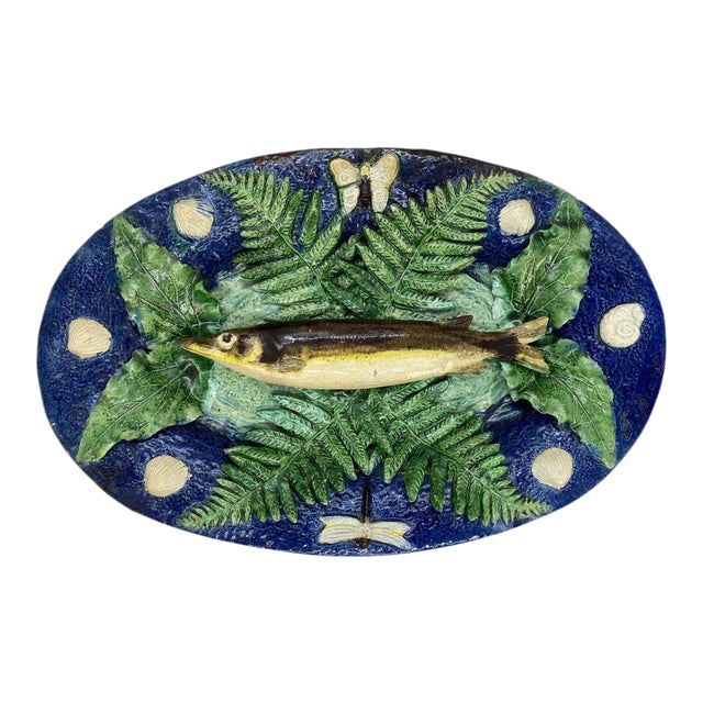 Large Franҫois Maurice Palissy Ware Majolica Trompe l'Oeil Fish Plaque, 1880 For Sale
