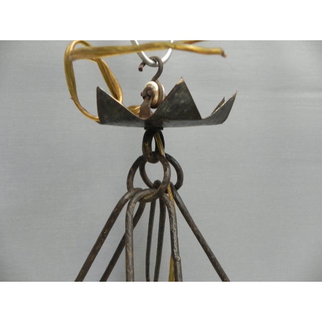 Black Vintage Art Deco Ceiling Lamp with 3 Cloudy Glass Plates For Sale - Image 8 of 16