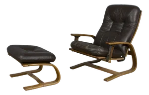 Set of Reclining Armchair with Footrest, 1970