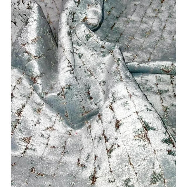 Contemporary Ice Blue Velvet Pillow Cover, High End Lush Woven Cut Velvet For Sale - Image 3 of 5