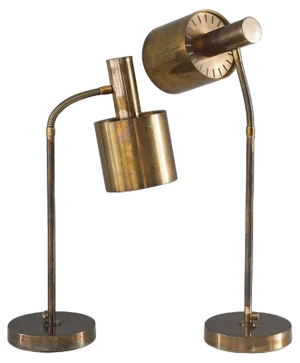 Mid-Century Scandinavian Table Lamps in Brass Attributed to Crafts Tyringe, 1960s, Set of 2
