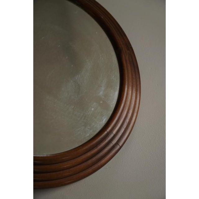 1950s Vintage Round Wooden Decorative Wall Mirror, 1950s For Sale - Image 5 of 18