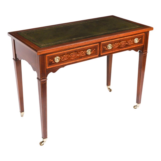 Antique Edwardian Inlaid Mahogany Desk, 1890s For Sale