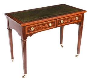 Antique Edwardian Inlaid Mahogany Desk, 1890s