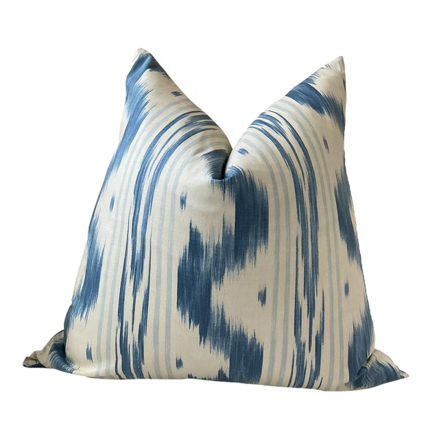 Pierre Frey "Toiles De Nantes" in Ancien Bleu Down-Filled Lumbar Pillow 12" x 20" - Single For Sale