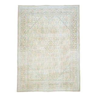 1970s Vintage Persian Handmade Wool Cotton Yellow Area Rug For Sale