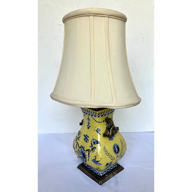 Vintage Italian Porcelain Table Lamp With Brass Pomegranate Handles For Sale - Image 9 of 15