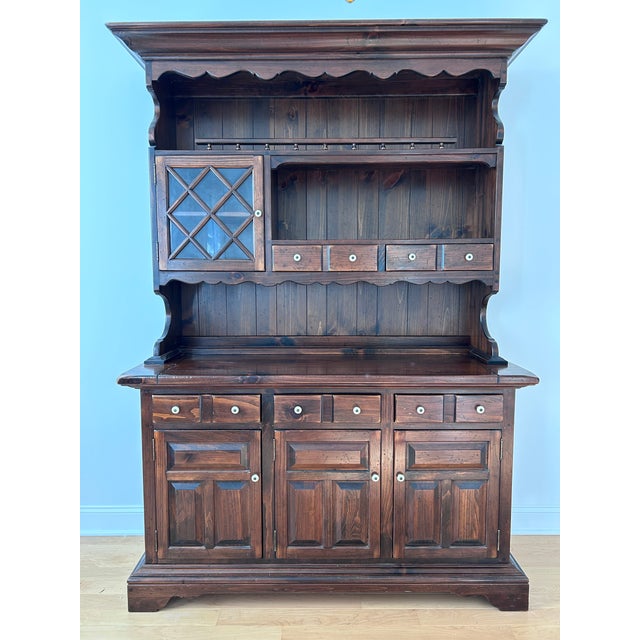 Traditional 1970s Ethan Allen Old Tavern 2-Piece Hutch For Sale - Image 3 of 3