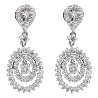 Vintage Diamond 18k White Gold Dangle Earrings, A Pair For Sale