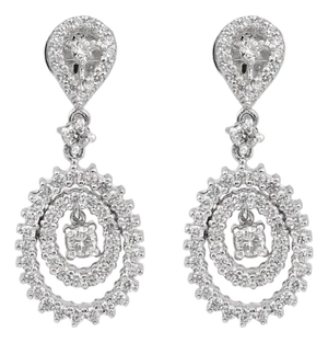 Vintage Diamond 18k White Gold Dangle Earrings, A Pair