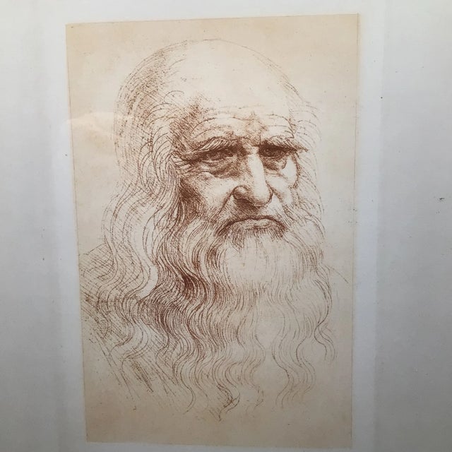 Leonardo Da Vinci Antique Framed - Early 20th Century Graphite Drawing Self Portrait For Sale - Image 12 of 12