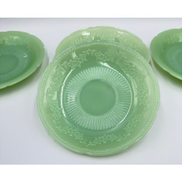 Green 1940s Anchor Hocking Fire King Alice Jadeite Coffee Tea Cup & Saucer 9pc Lot For Sale - Image 8 of 14