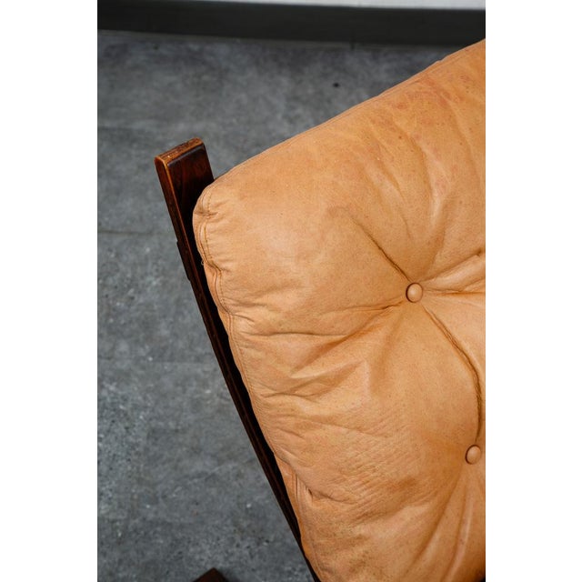 Mid Century Danish Modern Lounge Chair Tan Leather Attributed to Ingmar Relling Westnofa MCM For Sale In Sacramento - Image 6 of 12